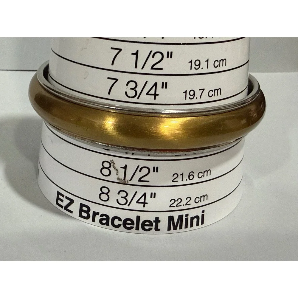 Two Tone Bangle Bracelet  8 Inch Gold Tone Silver Tone Domed Stackable Statement